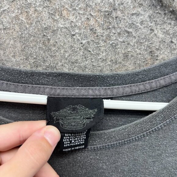 Harley-Davidson Shirt Mens Large Gray Long Sleeve Cotton Blend Crewneck - Picture 8 of 13